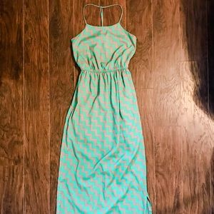 Teal and Brown Maxi Dress